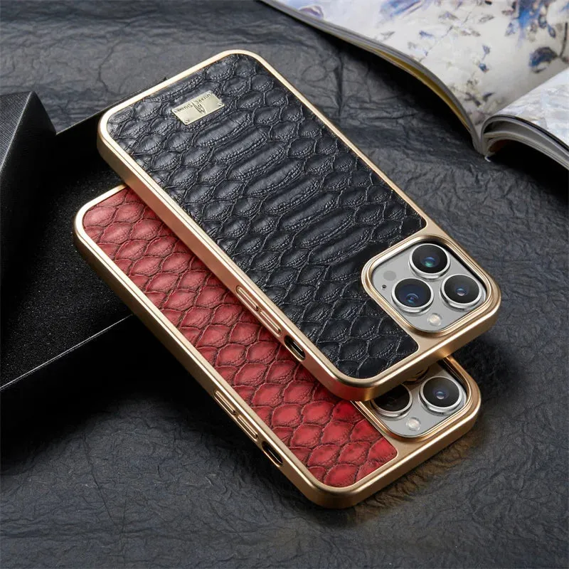 Croco Emobossed Leather iPhone Case