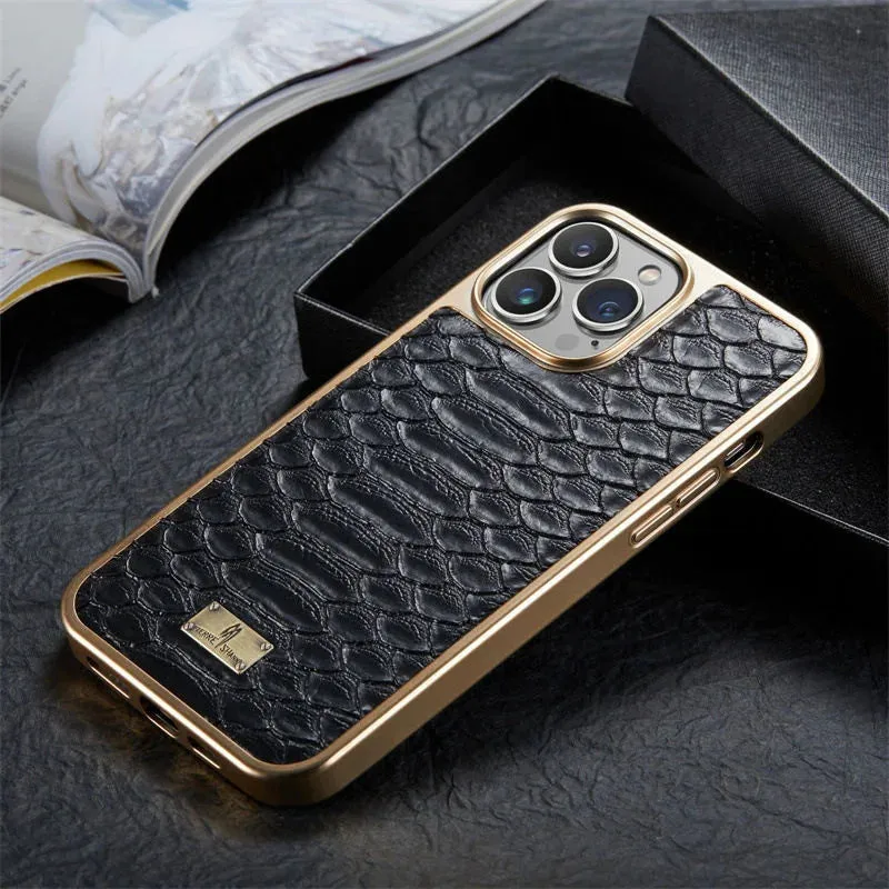 Croco Emobossed Leather iPhone Case