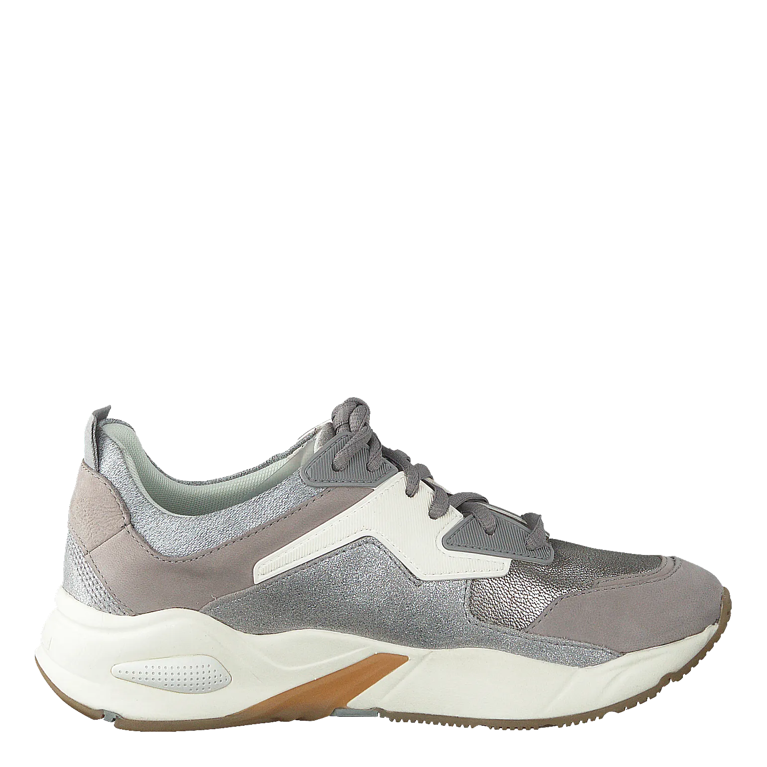 Delphiville Leather Sneak Silver Suede