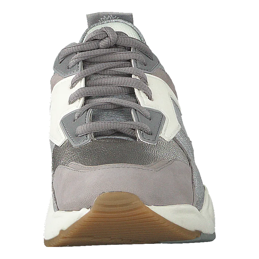 Delphiville Leather Sneak Silver Suede