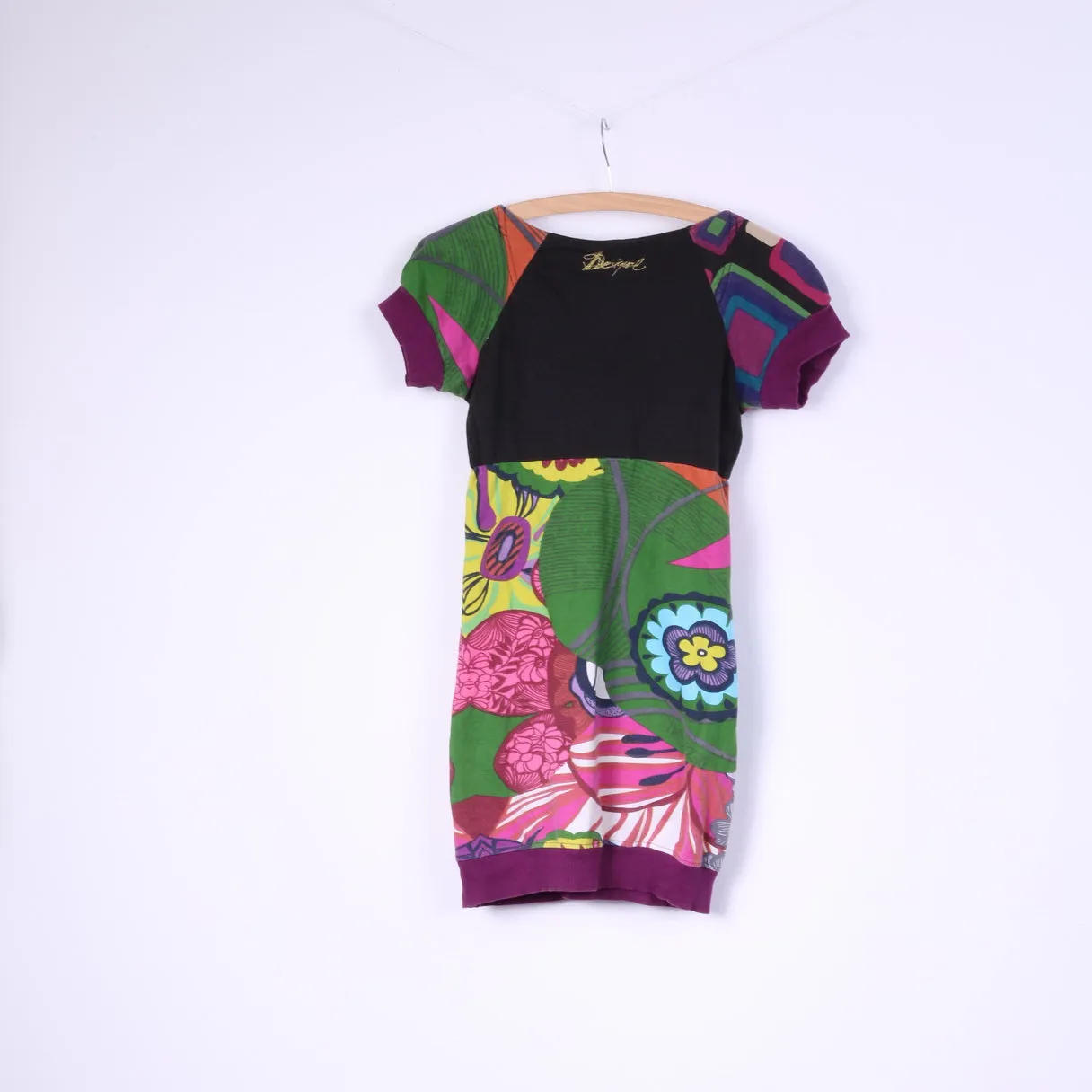 Desigual Womens S Mini Dress Tunic Multi Color Floral Print Cotton Pockets