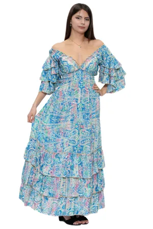 DK 5071 Smocked waist tiered maxi dress