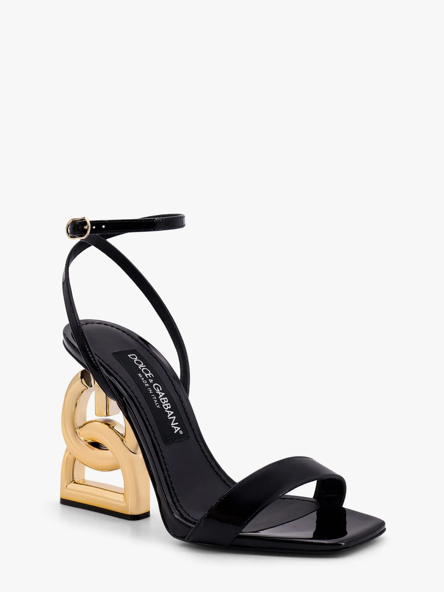 Dolce E Gabbana Patent Leather Sandals With Dg 3.5 Heel