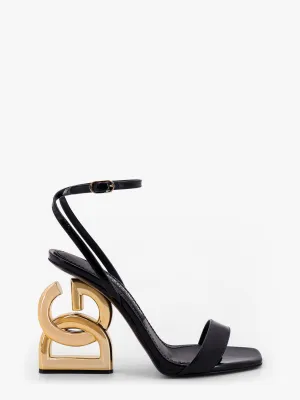 Dolce E Gabbana Patent Leather Sandals With Dg 3.5 Heel