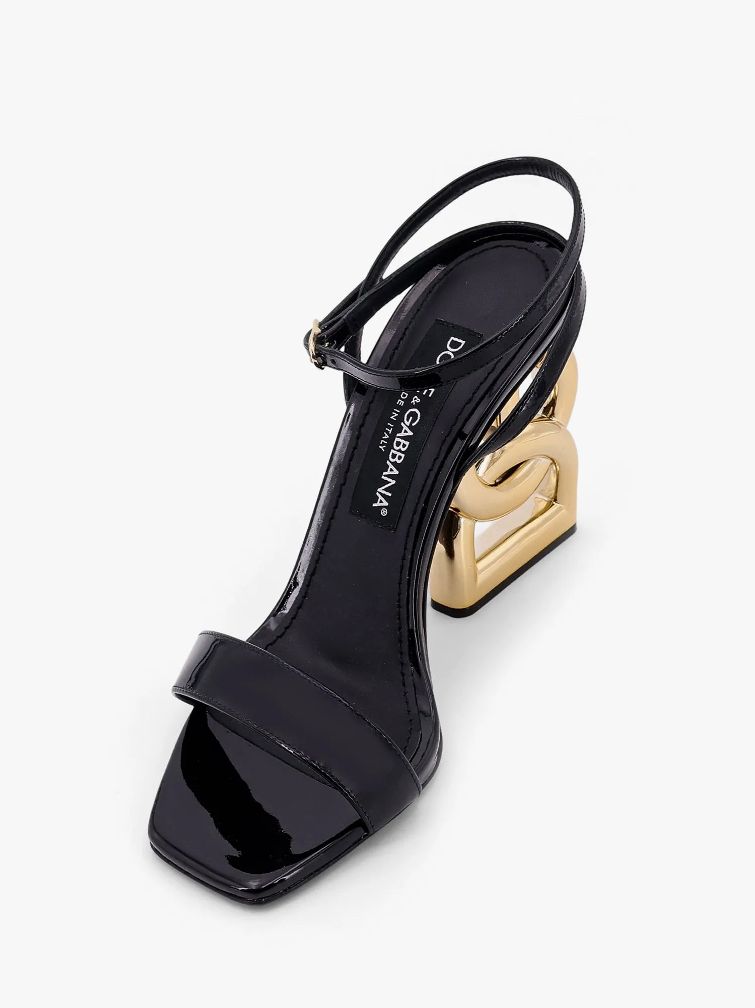Dolce E Gabbana Patent Leather Sandals With Dg 3.5 Heel