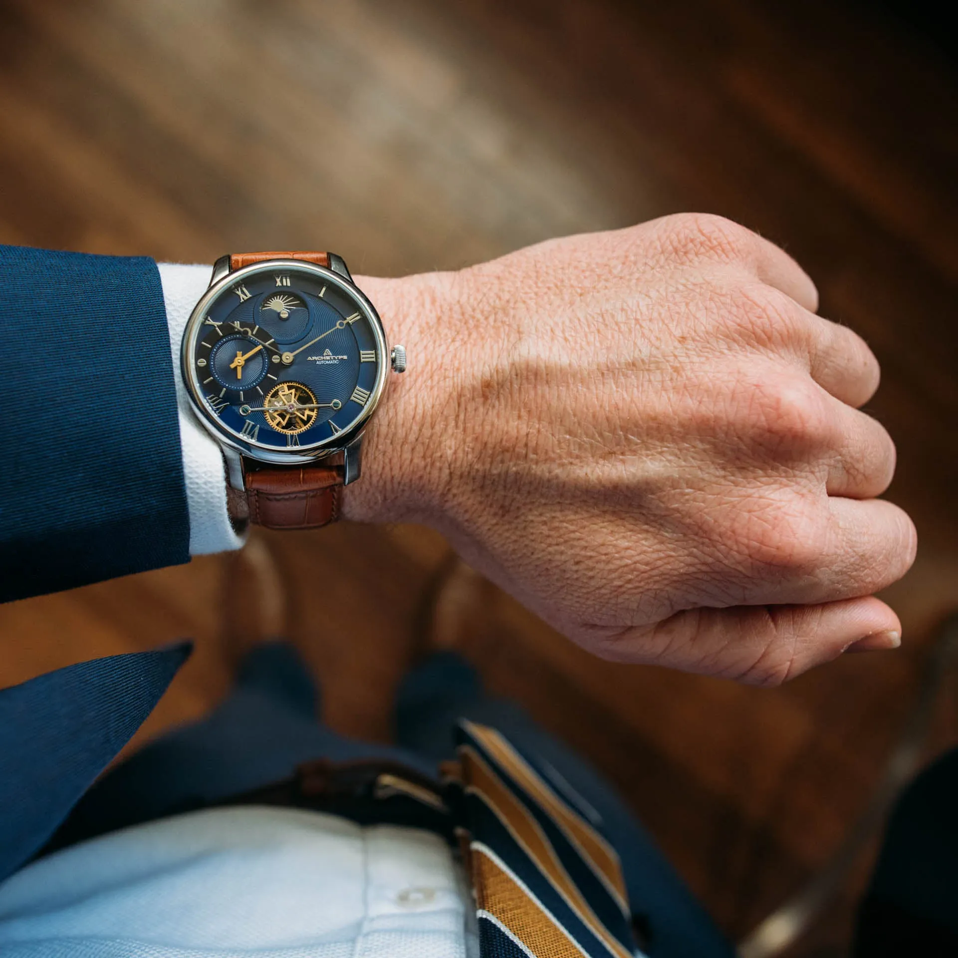 Dorian Automatic Silver Tan Navy