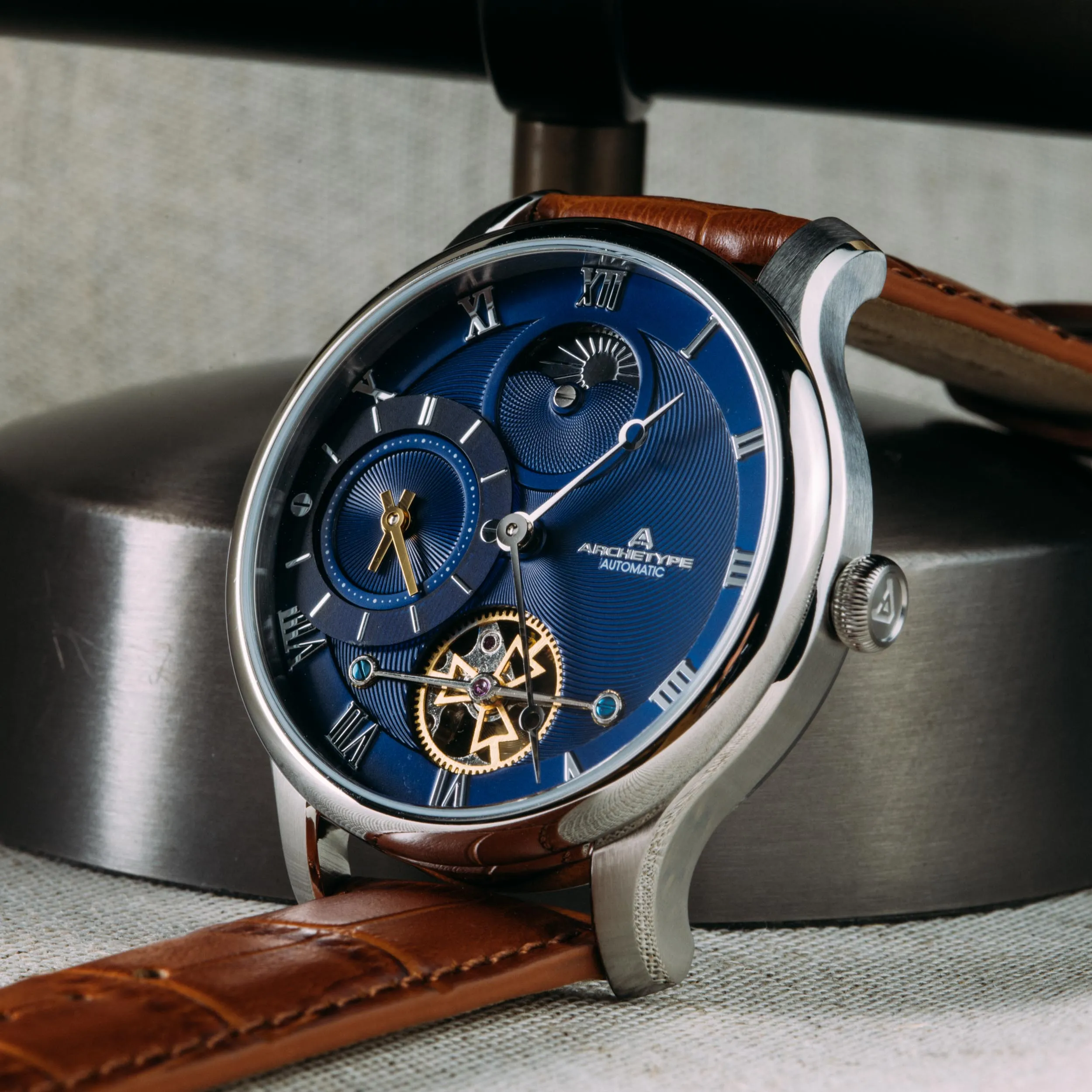 Dorian Automatic Silver Tan Navy