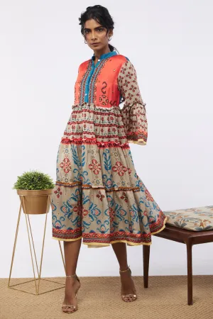 Elements printed tiered dress