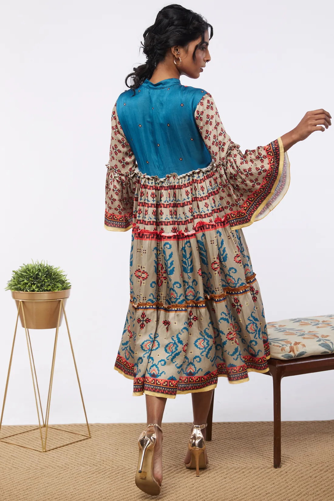 Elements printed tiered dress