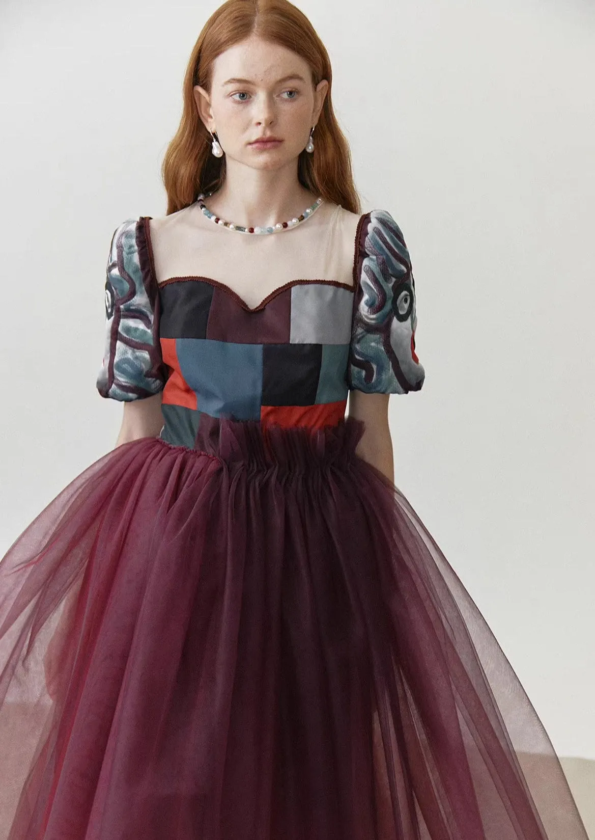 embossed embroidery stitching dress