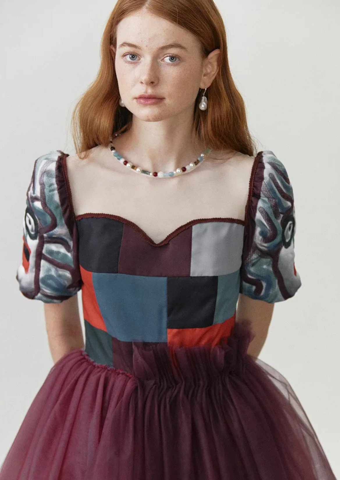 embossed embroidery stitching dress