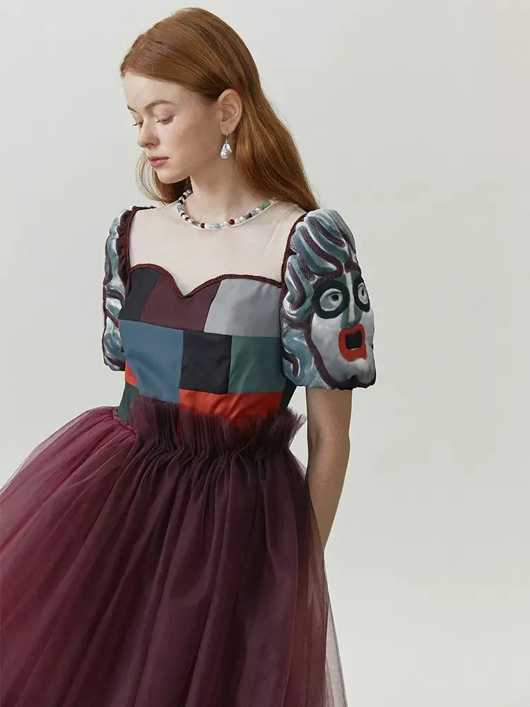 embossed embroidery stitching dress