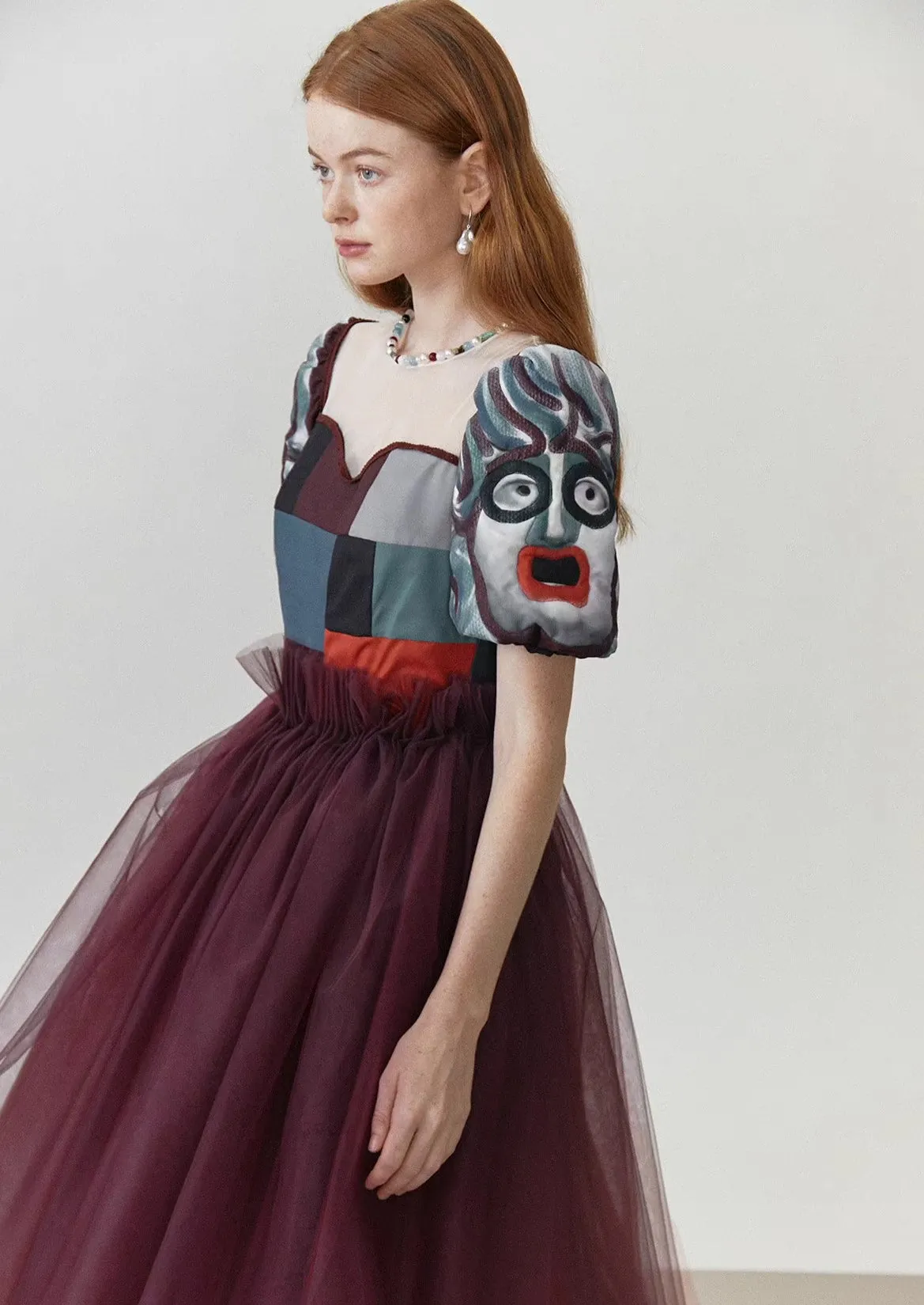 embossed embroidery stitching dress