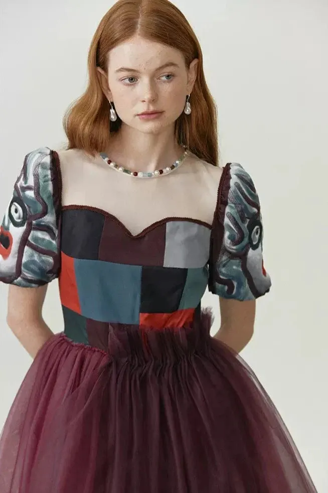 embossed embroidery stitching dress