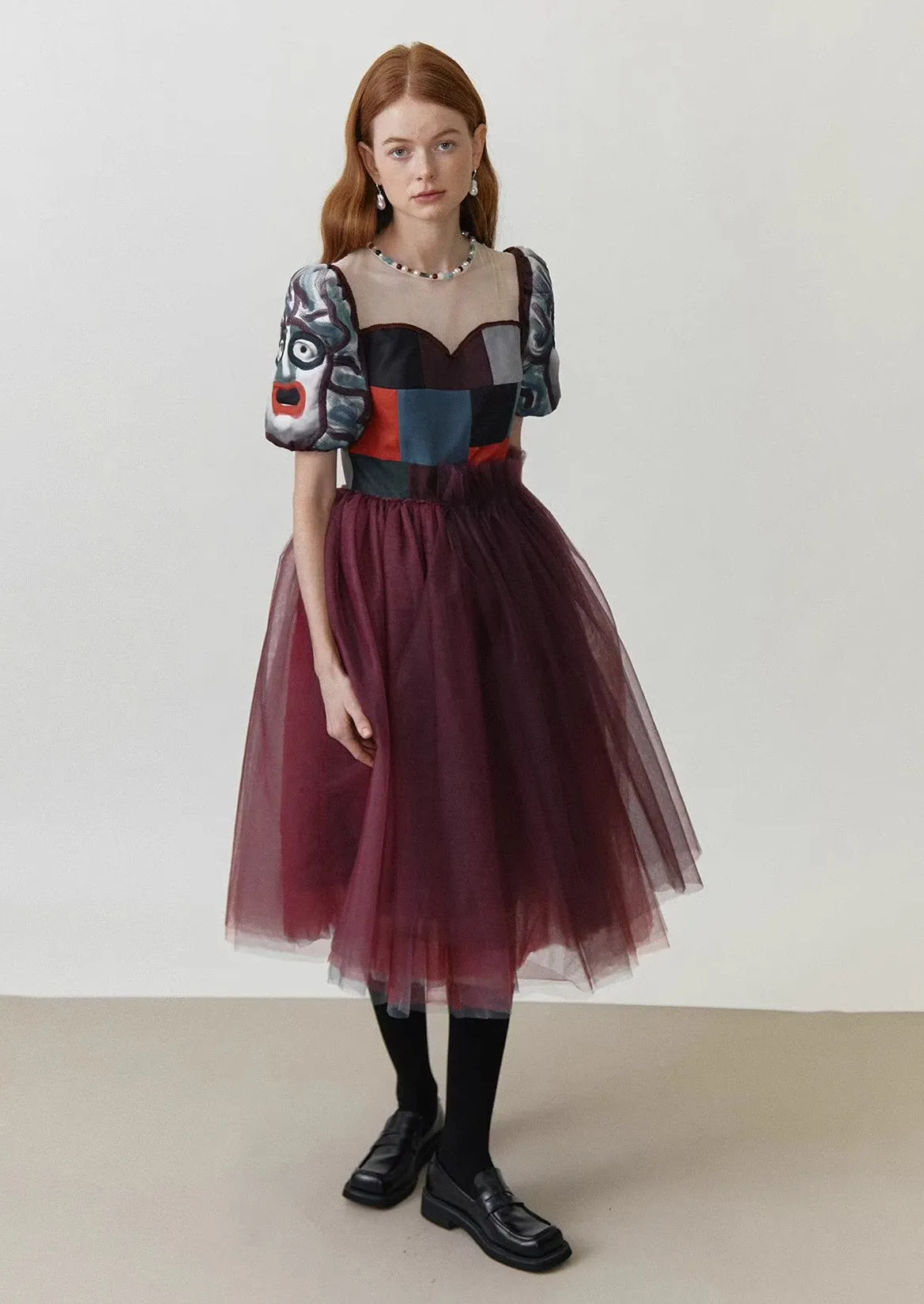 embossed embroidery stitching dress
