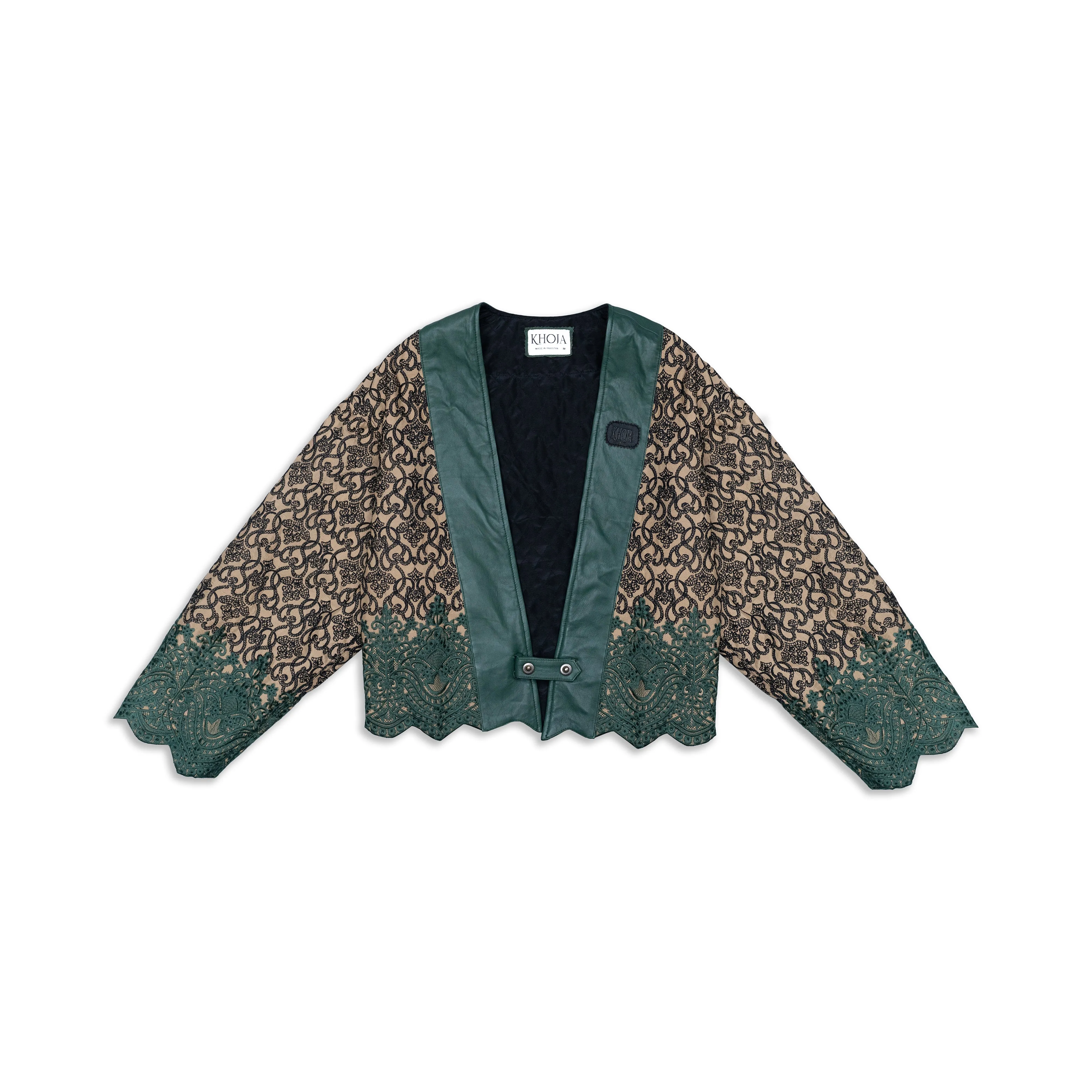 EMERALD THREADS LEATHER KIMONO