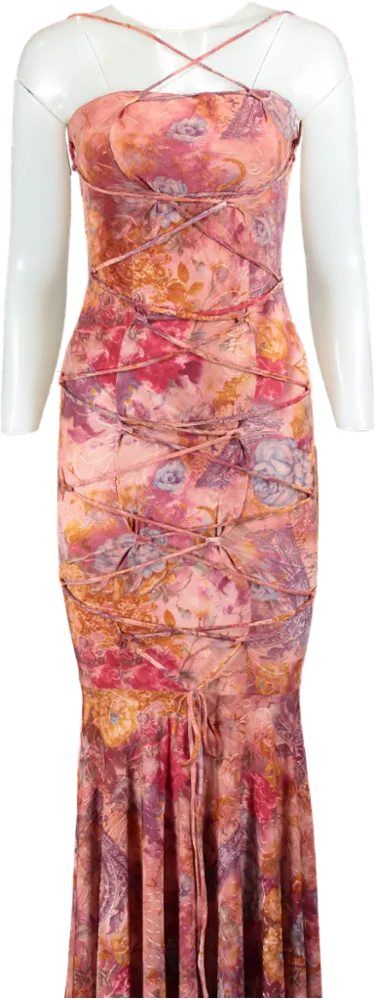 Fashion Nova Multicolor Tie-Back Maxi Dress XS