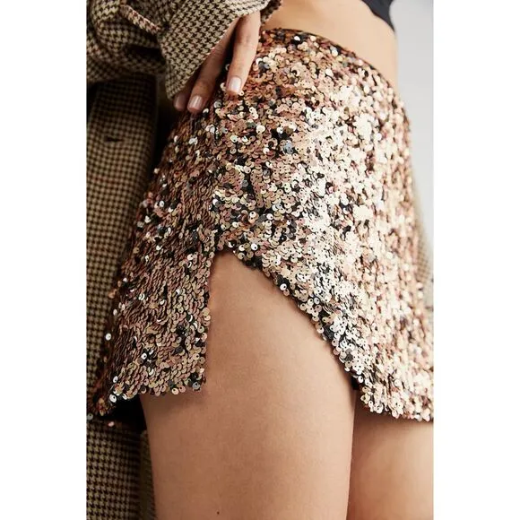 Free People Annalise Sequin Mini Skirt Multi Size 4 NWT Retail $88