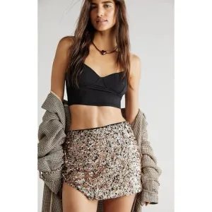 Free People Annalise Sequin Mini Skirt Multi Size 4 NWT Retail $88
