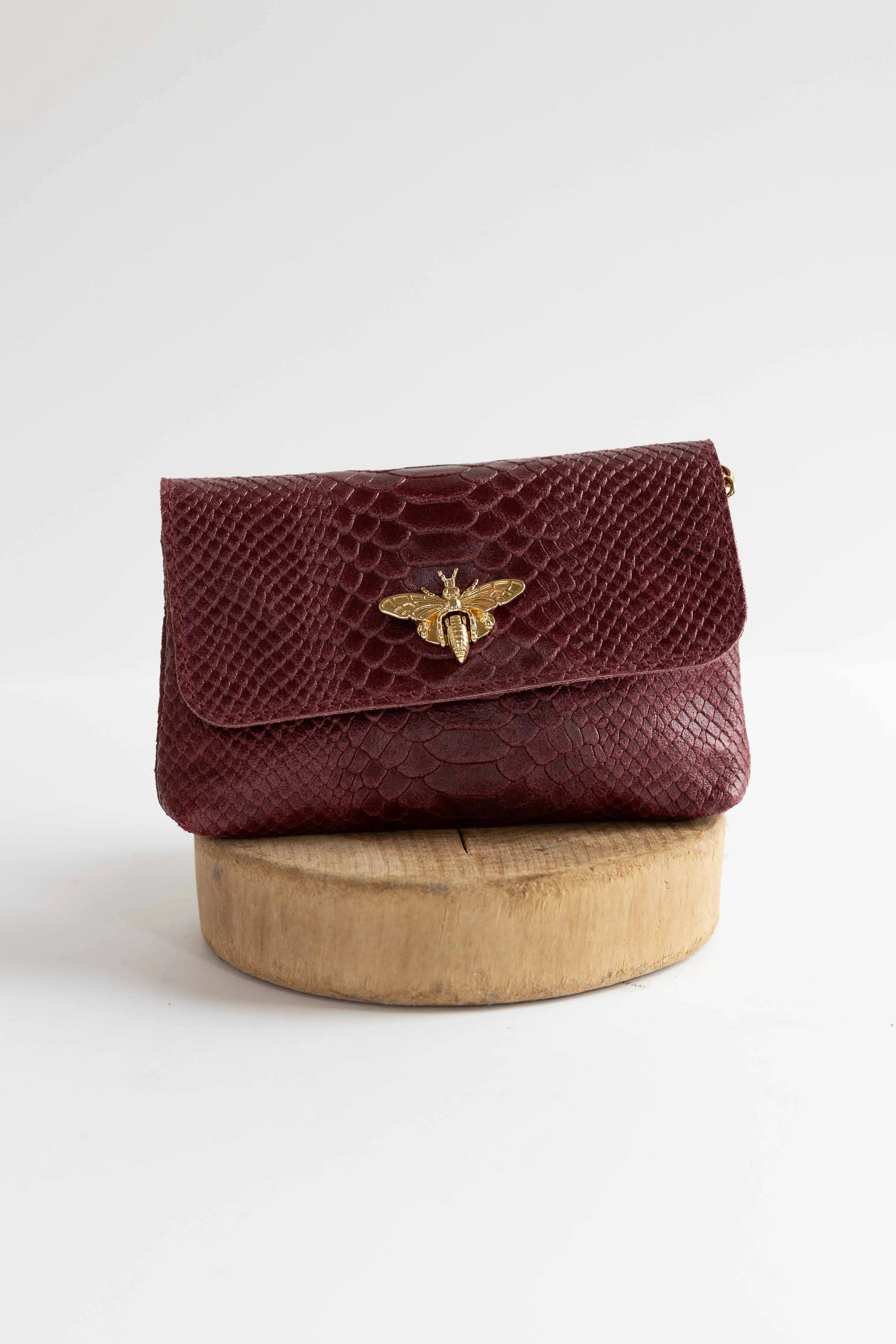 [GERMAN FUENTES] BUMBLEBEE LEATHER BAG-BURGUNDY