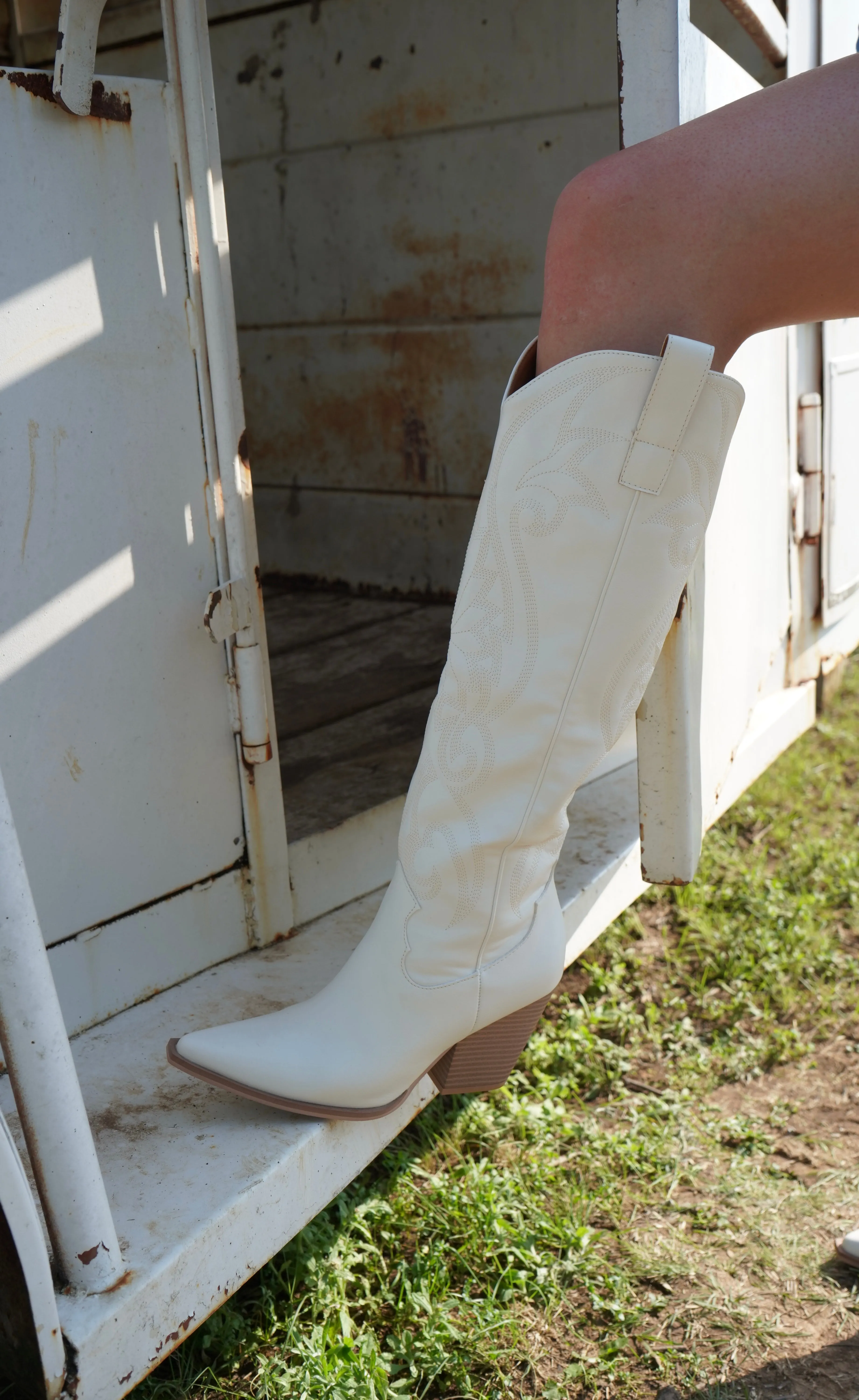 Gia White Knee High Boots