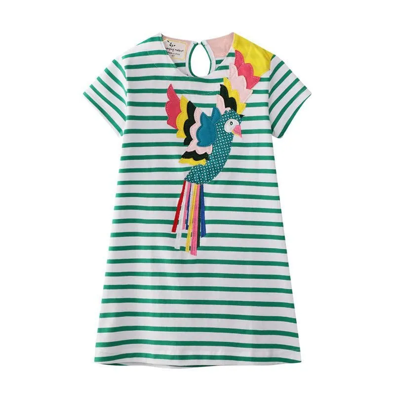 Girls Bird Embroidery Dress
