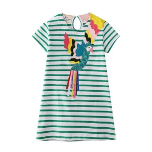 Girls Bird Embroidery Dress