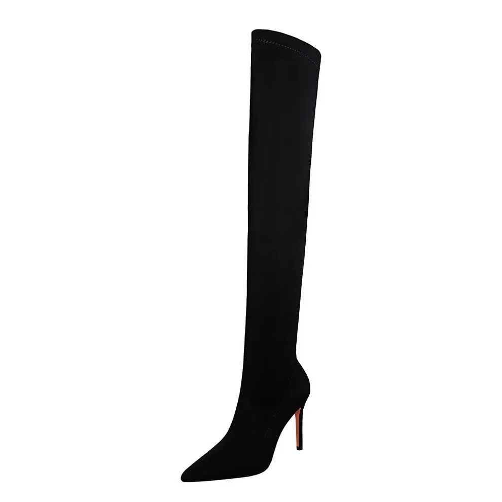 High Heel Elastic Stiletto Heel Pointed-toe Over-the-knee Boots