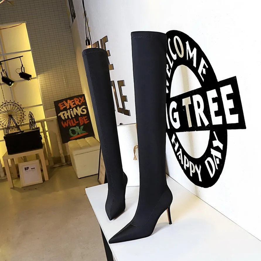 High Heel Elastic Stiletto Heel Pointed-toe Over-the-knee Boots