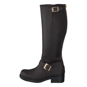 High Zip Back Brown Shiny Gold