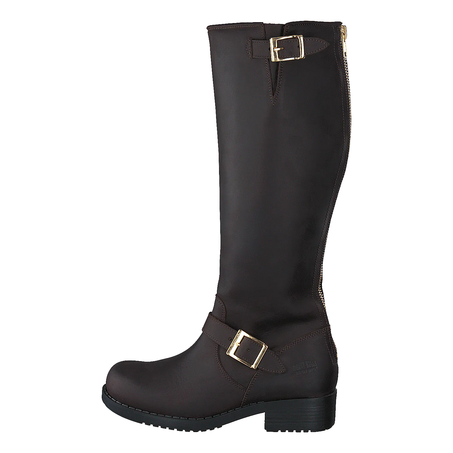High Zip Back Brown Shiny Gold
