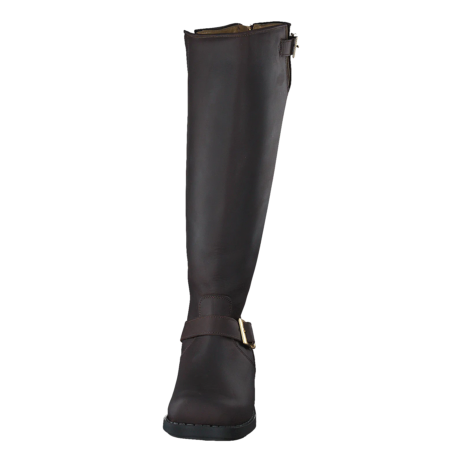 High Zip Back Brown Shiny Gold