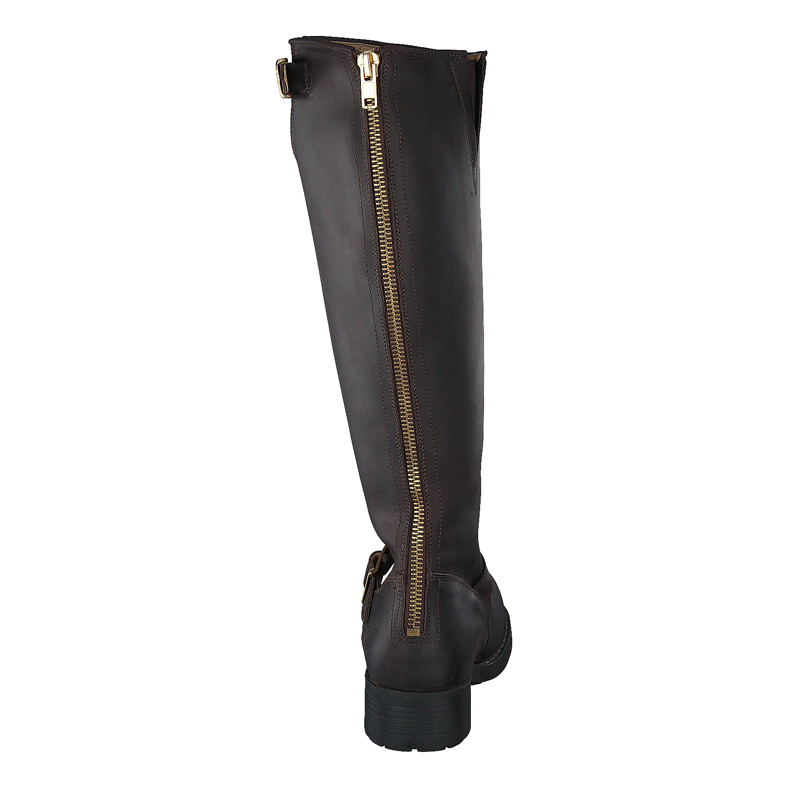 High Zip Back Brown Shiny Gold