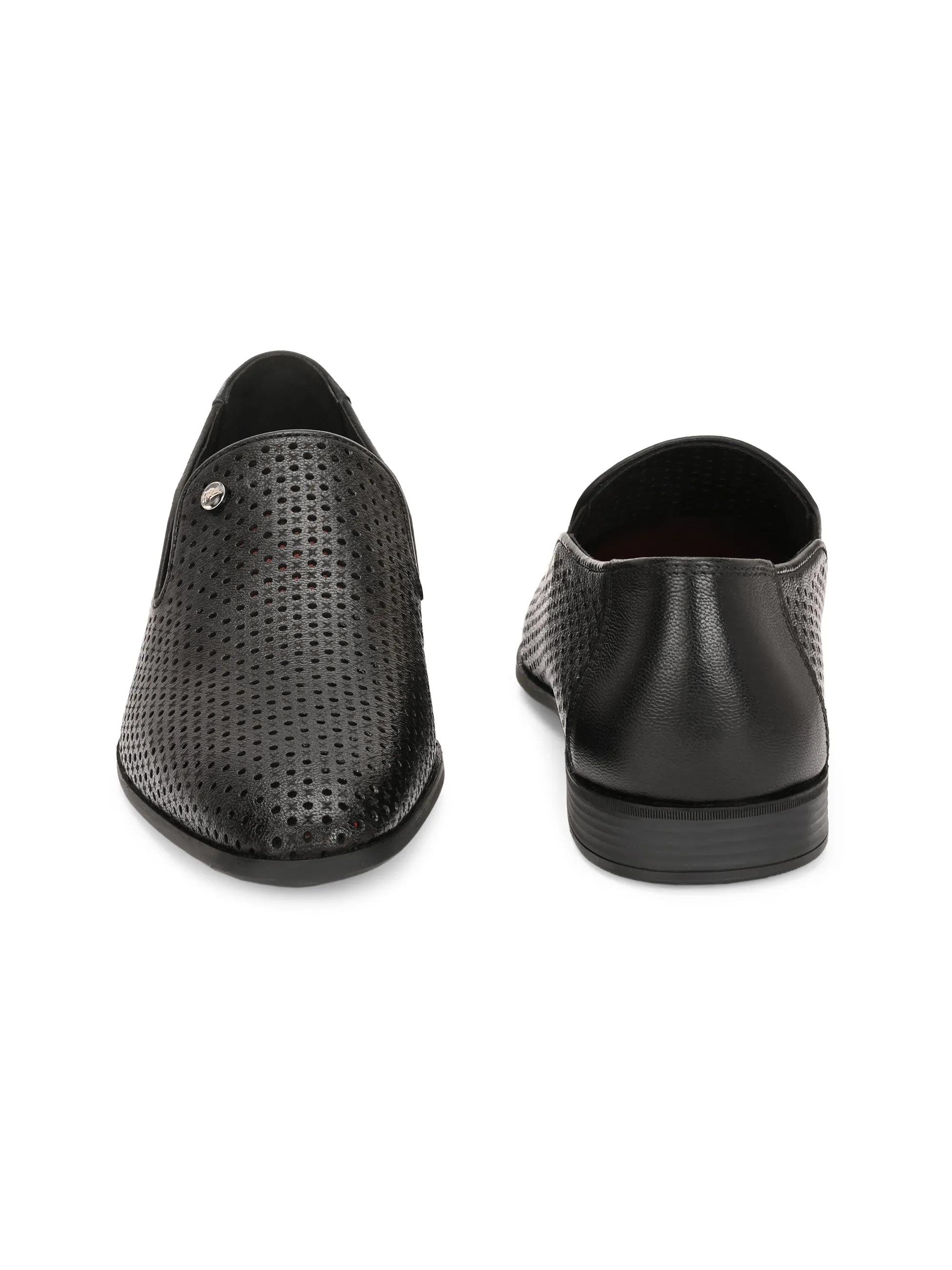 Hitz Men's Black Leather Formal Slip On shoes