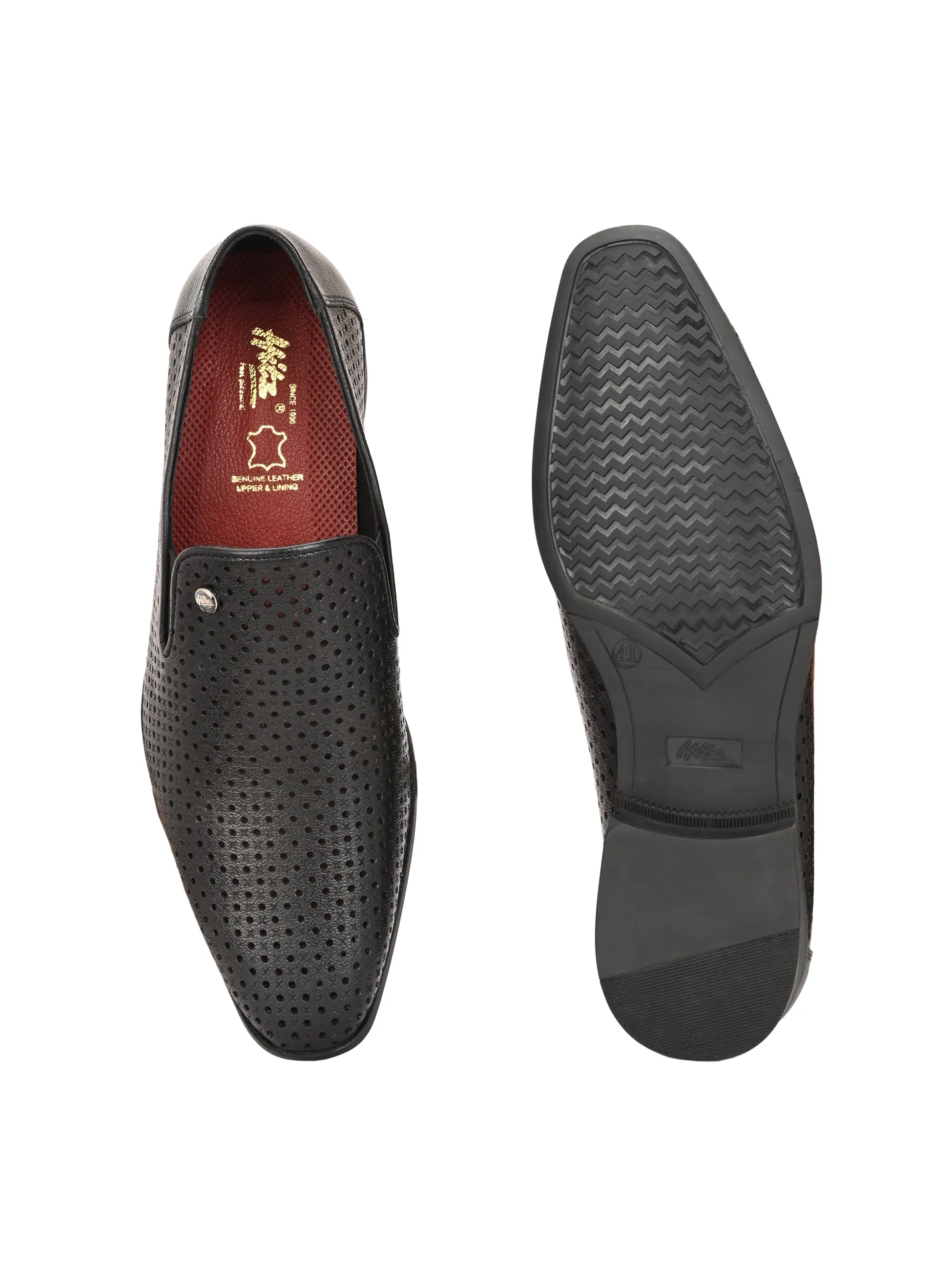 Hitz Men's Black Leather Formal Slip On shoes