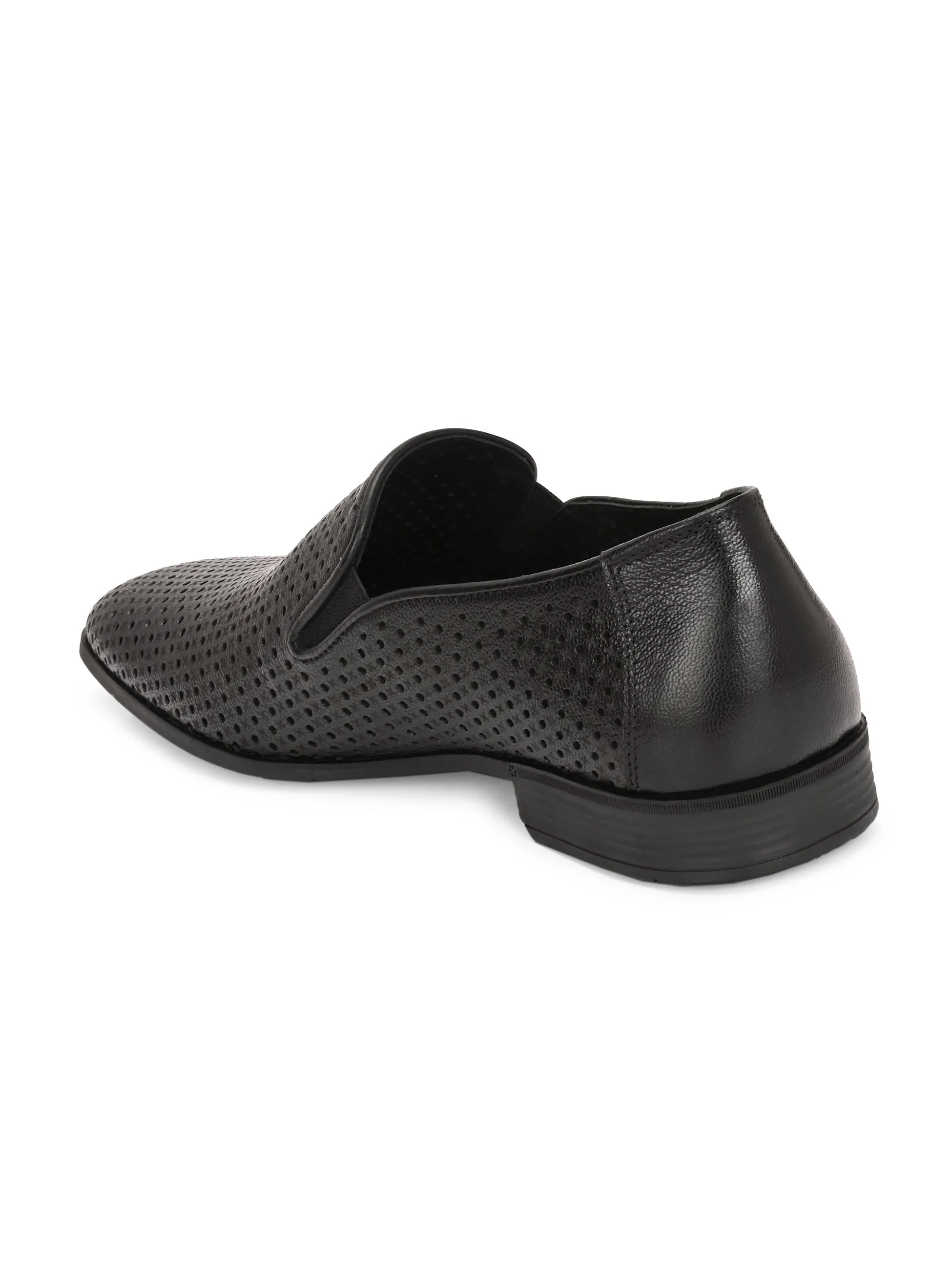 Hitz Men's Black Leather Formal Slip On shoes