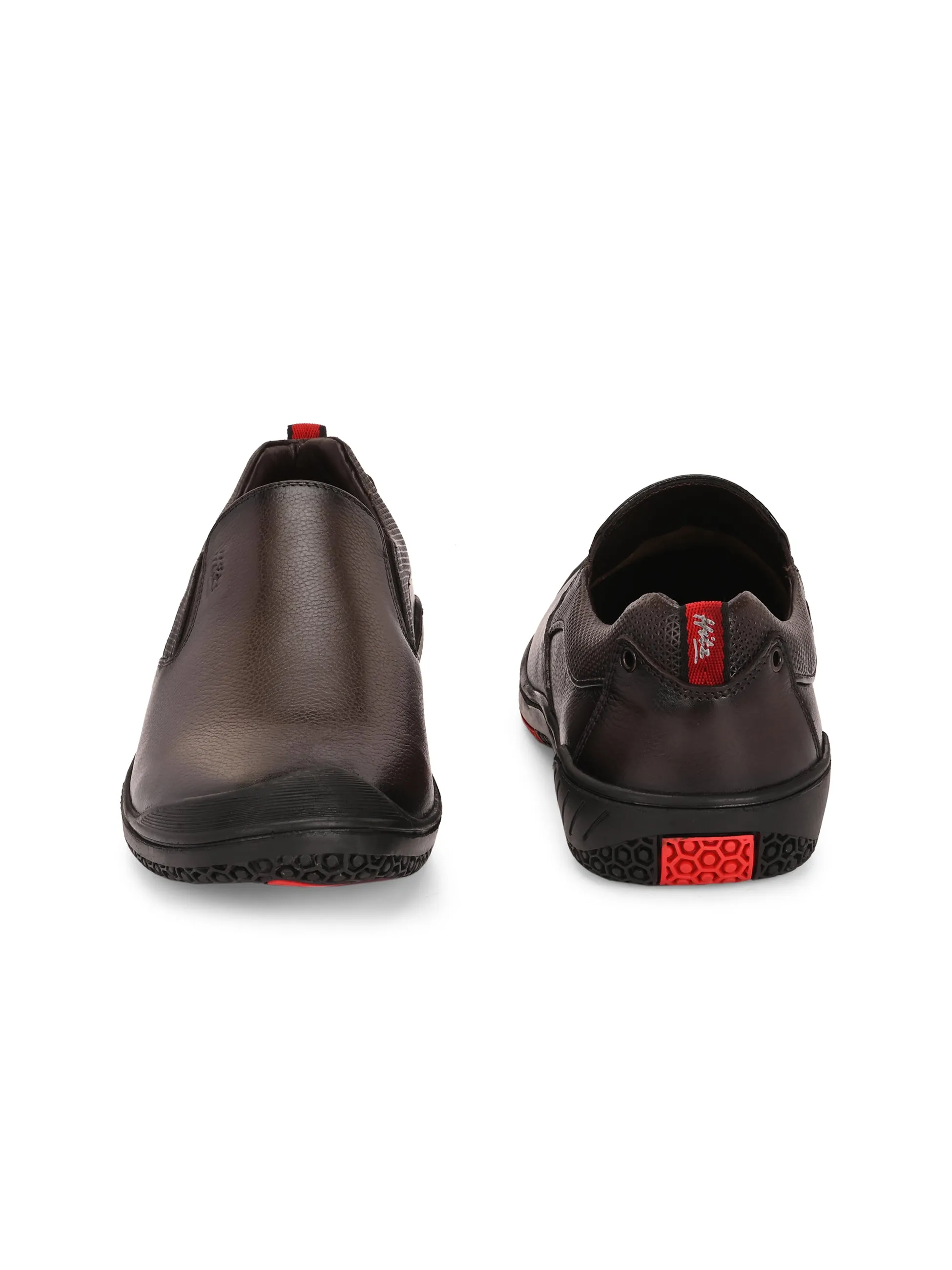 Hitz Men's Brown Leather Formal Slip On shoes