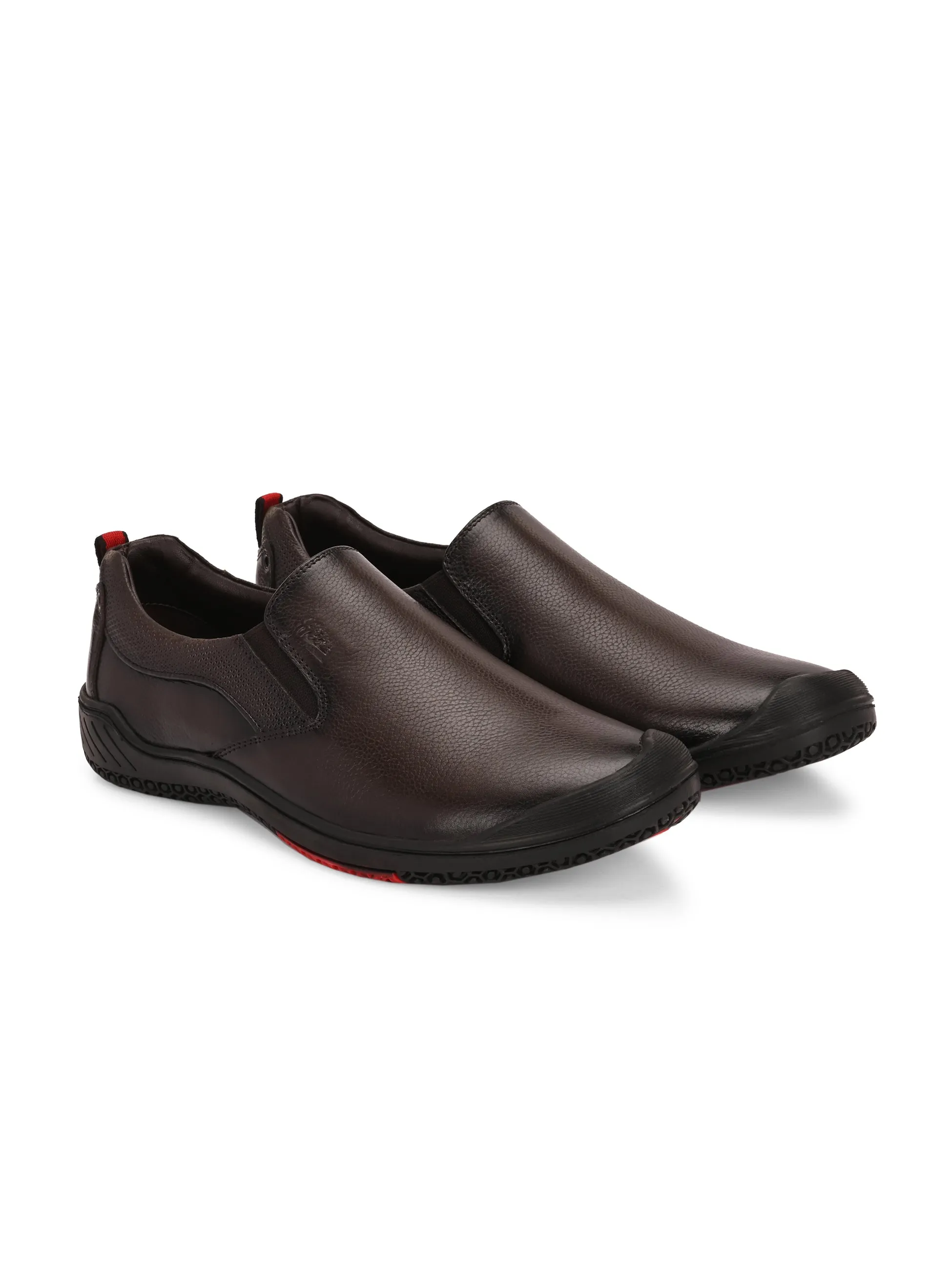 Hitz Men's Brown Leather Formal Slip On shoes