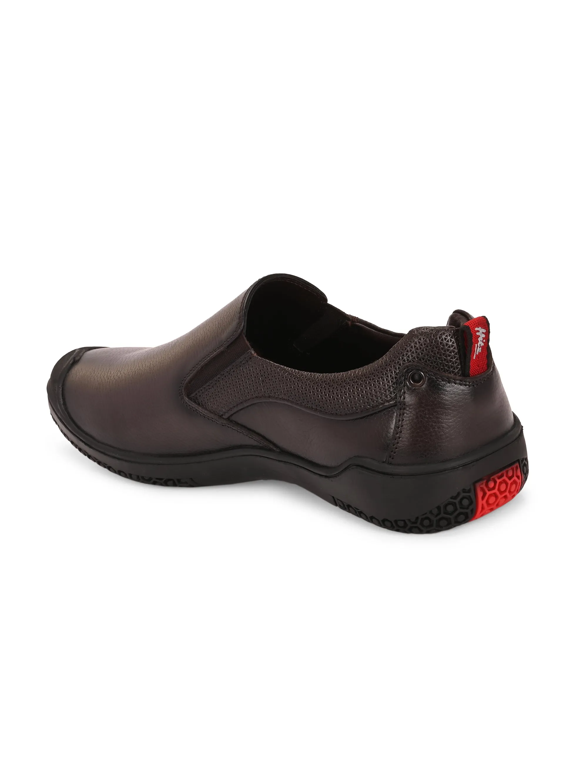 Hitz Men's Brown Leather Formal Slip On shoes