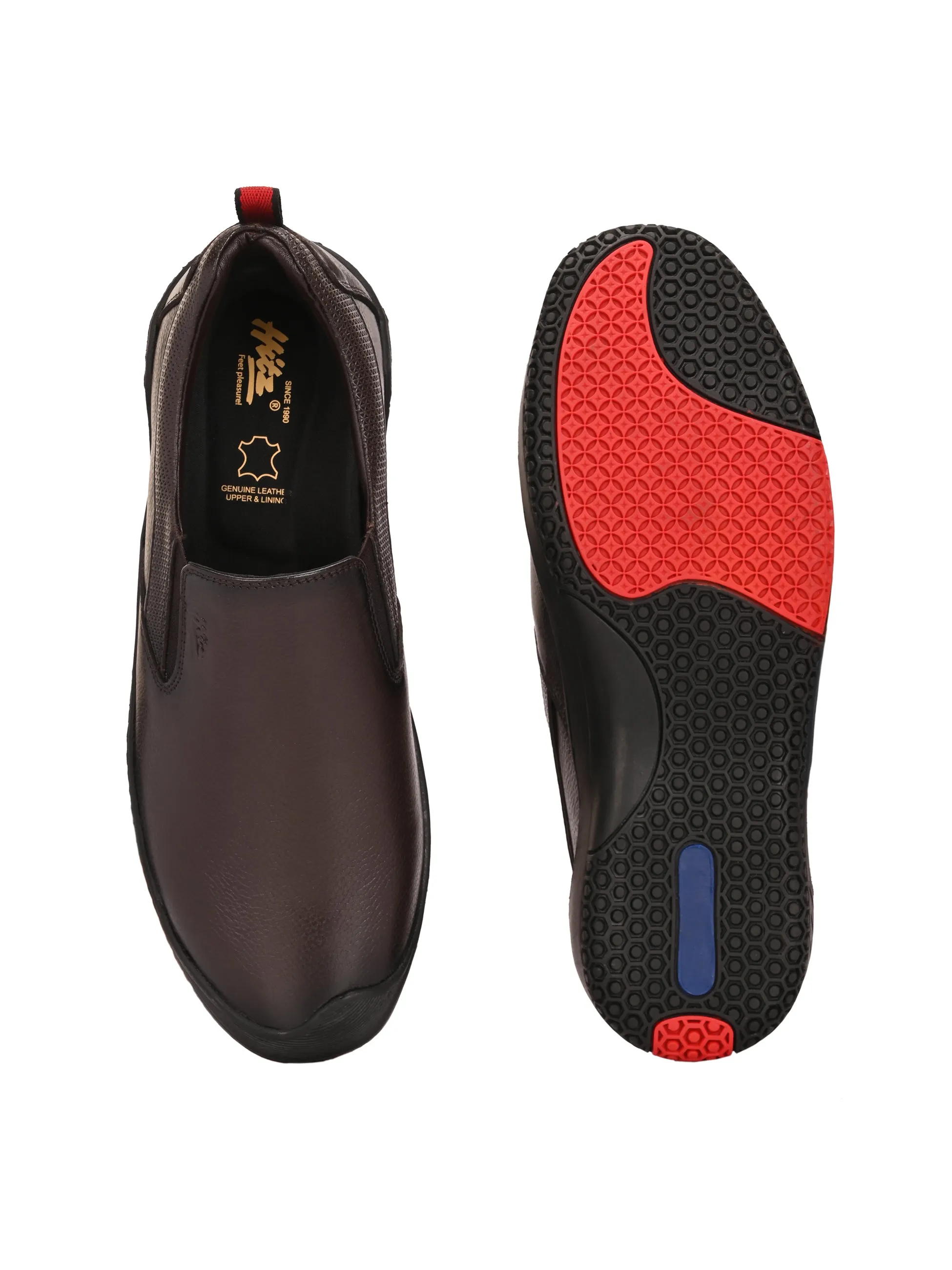 Hitz Men's Brown Leather Formal Slip On shoes