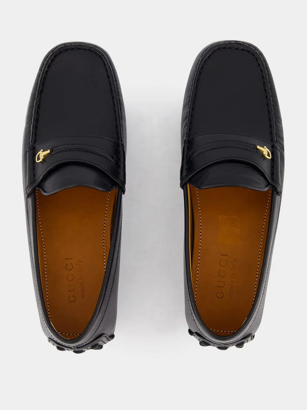 Horsebit Leather Square-Toe Loafers