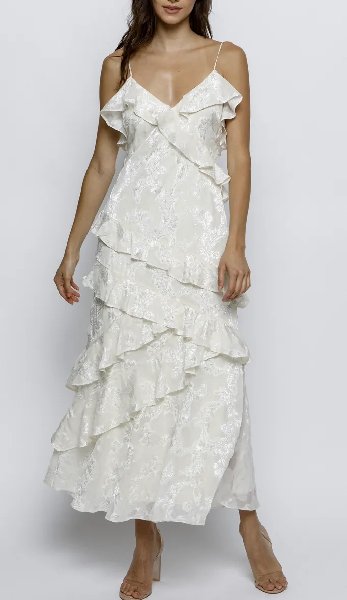 Ivory Dreams Embossed Midi Dress