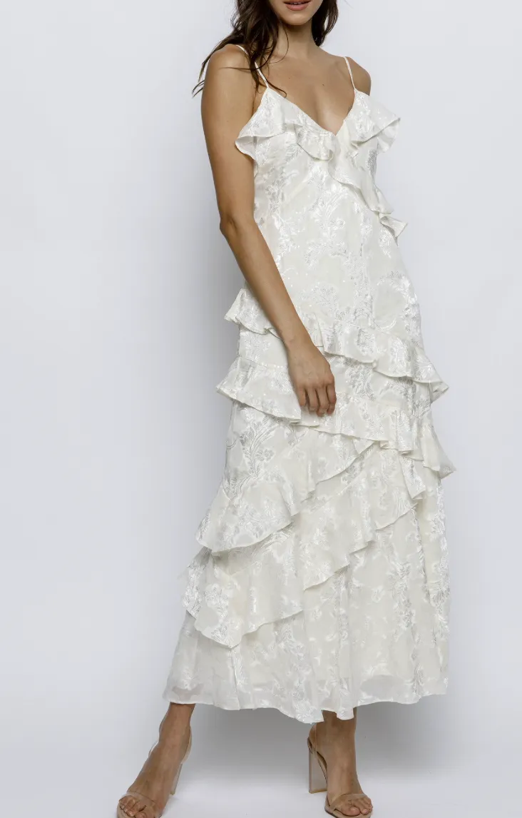 Ivory Dreams Embossed Midi Dress