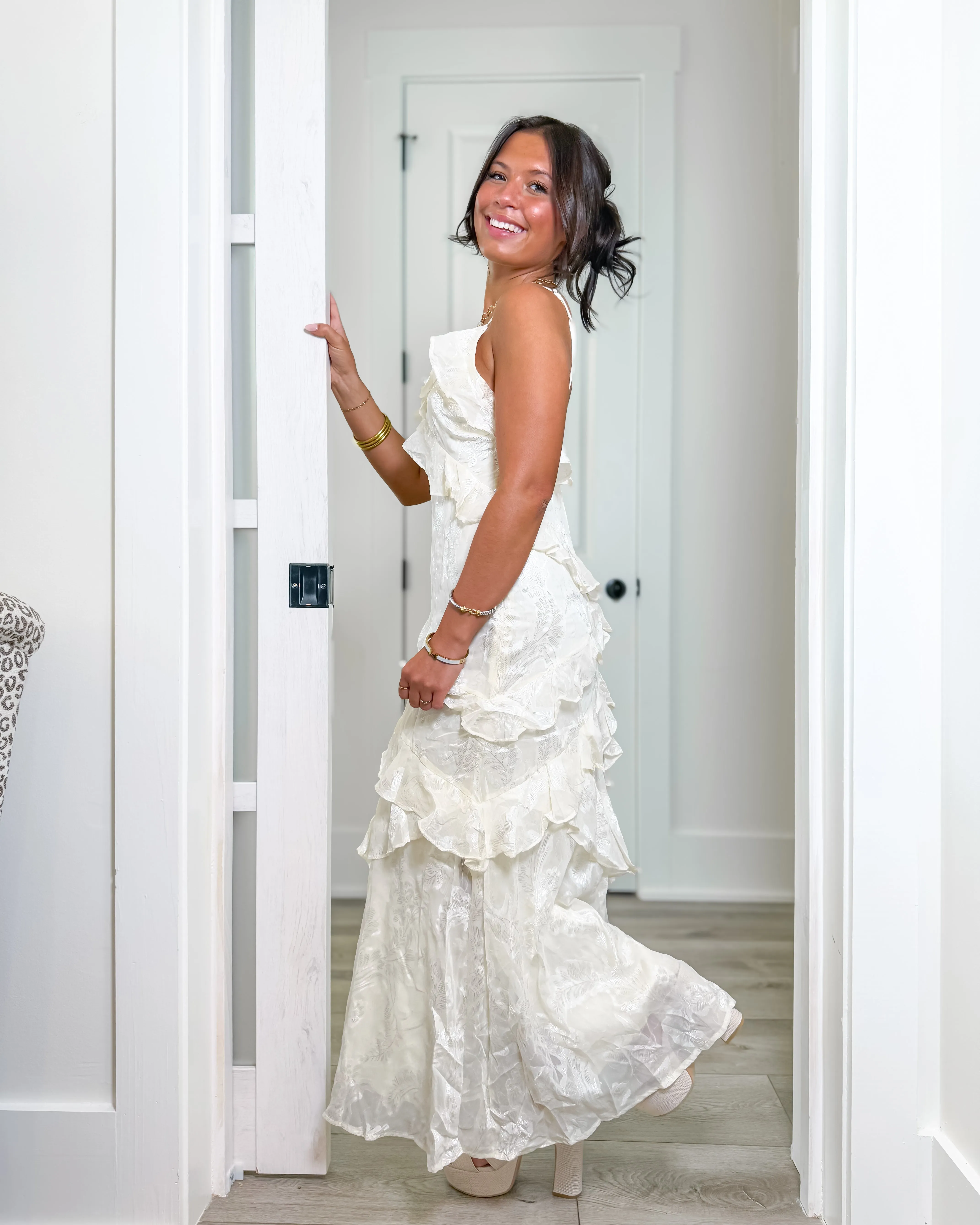 Ivory Dreams Embossed Midi Dress