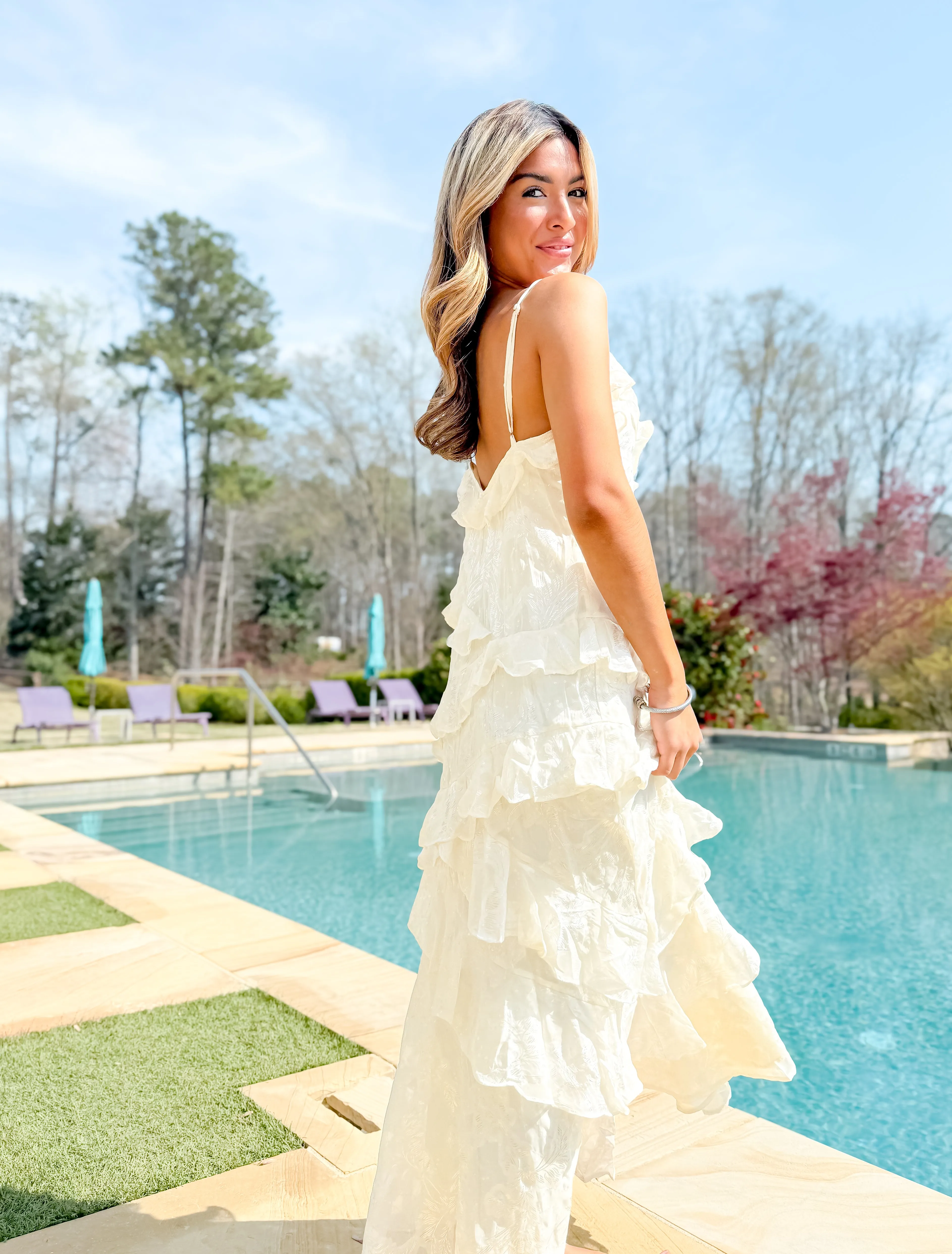 Ivory Dreams Embossed Midi Dress