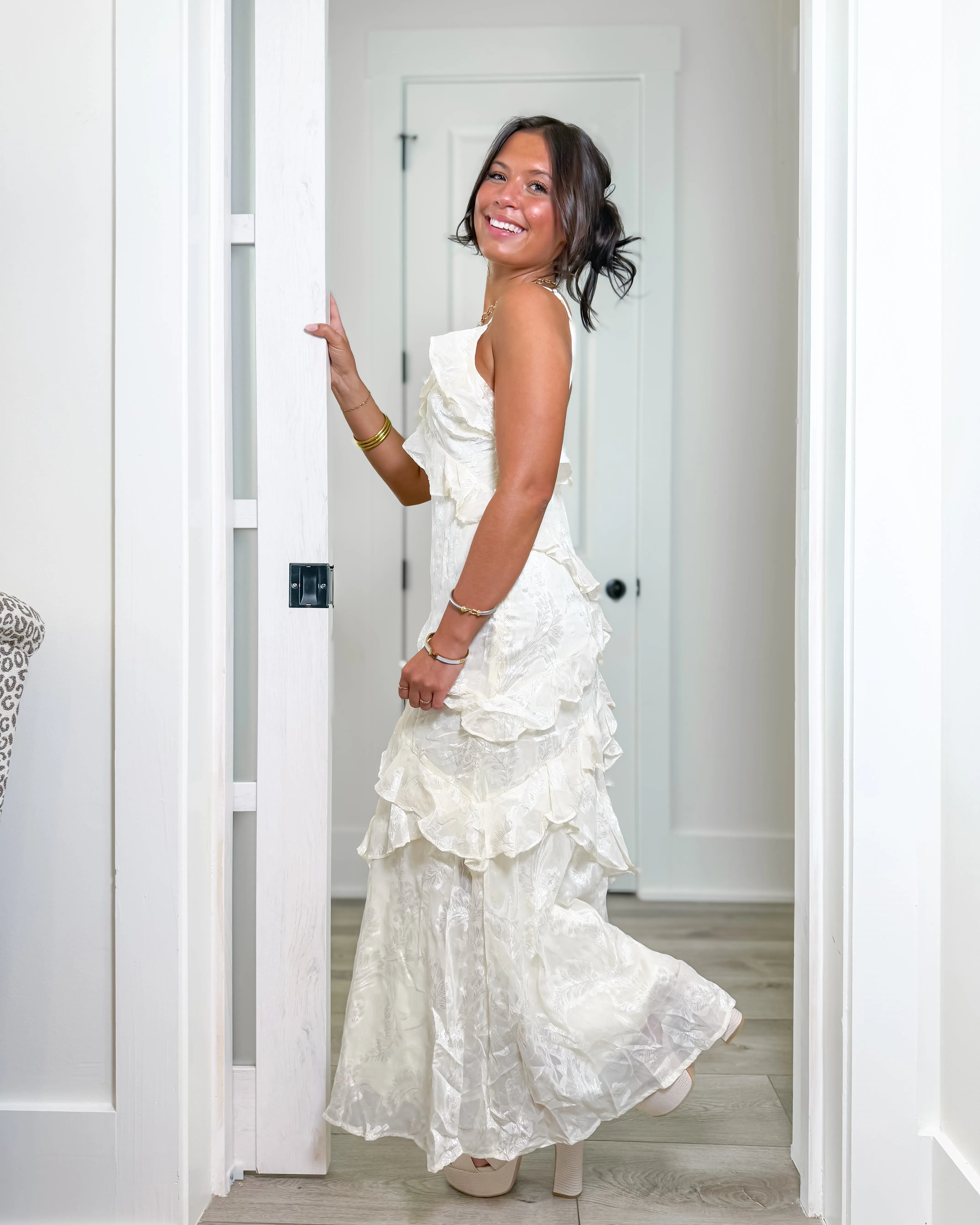 Ivory Dreams Embossed Midi Dress