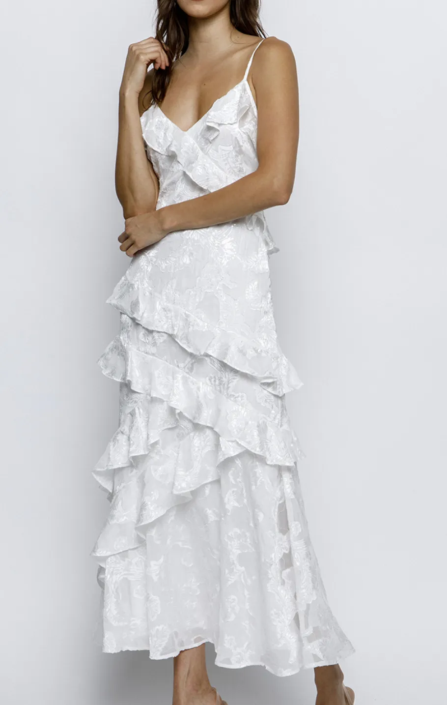 Ivory Dreams Embossed Midi Dress