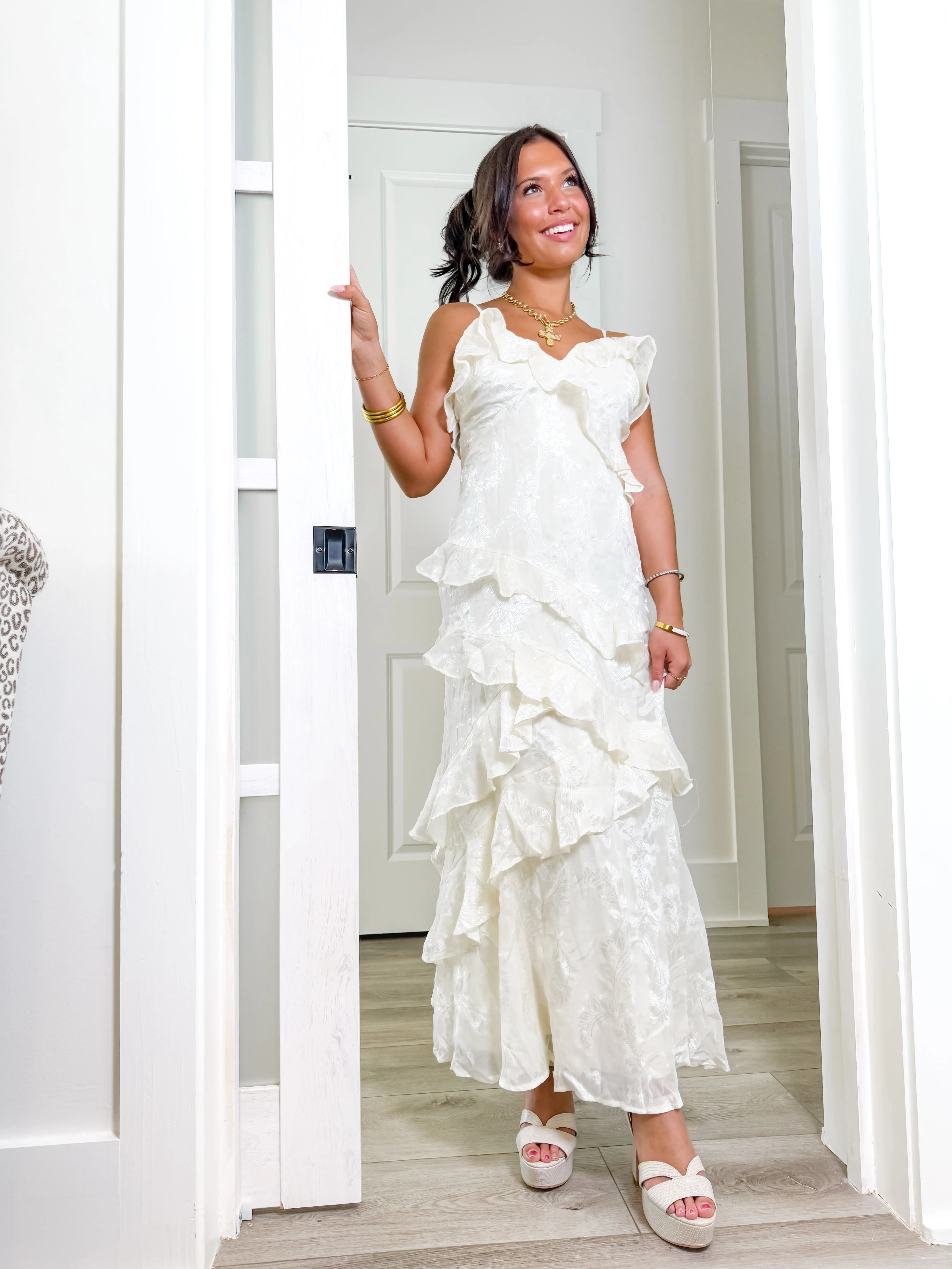 Ivory Dreams Embossed Midi Dress