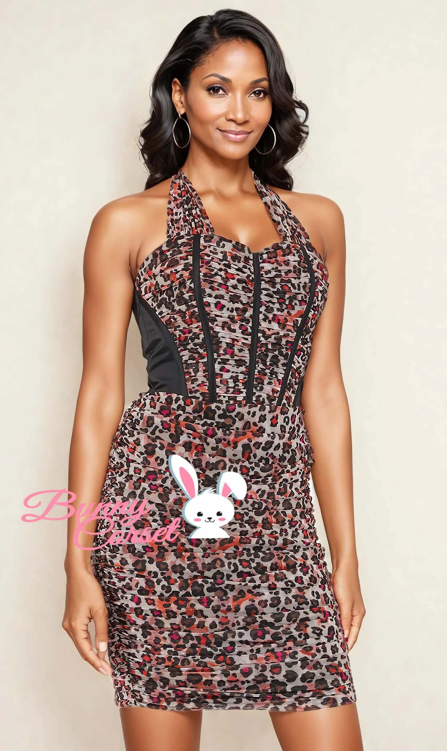 Jaycee Leopard Mesh Corset Dress