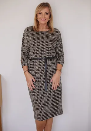 Kimono-style jacquard knit daydress